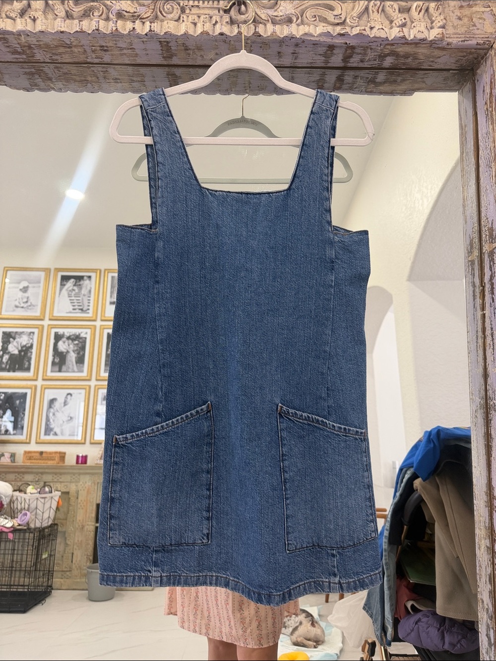Topshop Denim Blue Pinafore Mini Dress